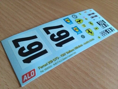1967 BELLEAU HILLCLIMB #167 FERRARI 250 GTO ANDRE AKNIN 1:43, 1:24, 1:18 DECALS
