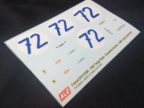 1967 TARGA FLORIO #72 FERRARI 275 GTB CLEMENTE RAVETTO/TULLIO SERGIO MARCHESI 1:18 DECALS