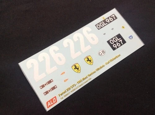 1965 MONT VENTOUX HILLCLIMB #226 FERRARI 250 GTO KARL RICHARDSON 1:43, 1:24, 1:18 DECALS