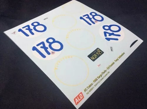 1966 TARGA FLORIO #178 AC SHELBY COBRA ED FREUTEL/TONY SETTEMBER 1:18 DECALS