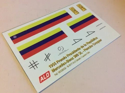 1955 PREMIO PRESIDENTE DE LA REPUBLICA, LOS PROCERES #4 MERCEDES-BENZ 300SL PANCHO CROQUER 1:43, 1:24 DECALS