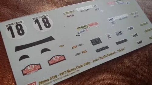 1973 MONTE CARLO RALLY #18 ALPINE A110 JEAN-CLAUDE ANDRUET/"BICHE" 1:43 DECALS