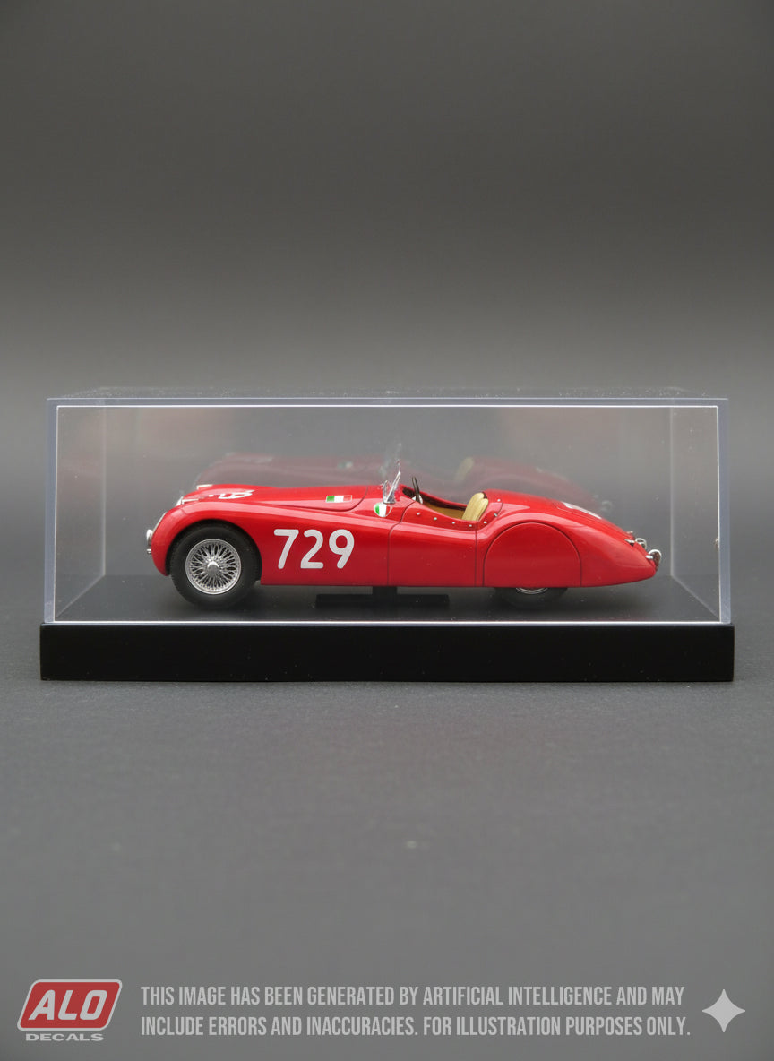 1950 MILLE MIGLIA #729 JAGUAR XK120 CLEMENTE BIONDETTI/GINO BRONZONI 1:43, 1:24 DECALS