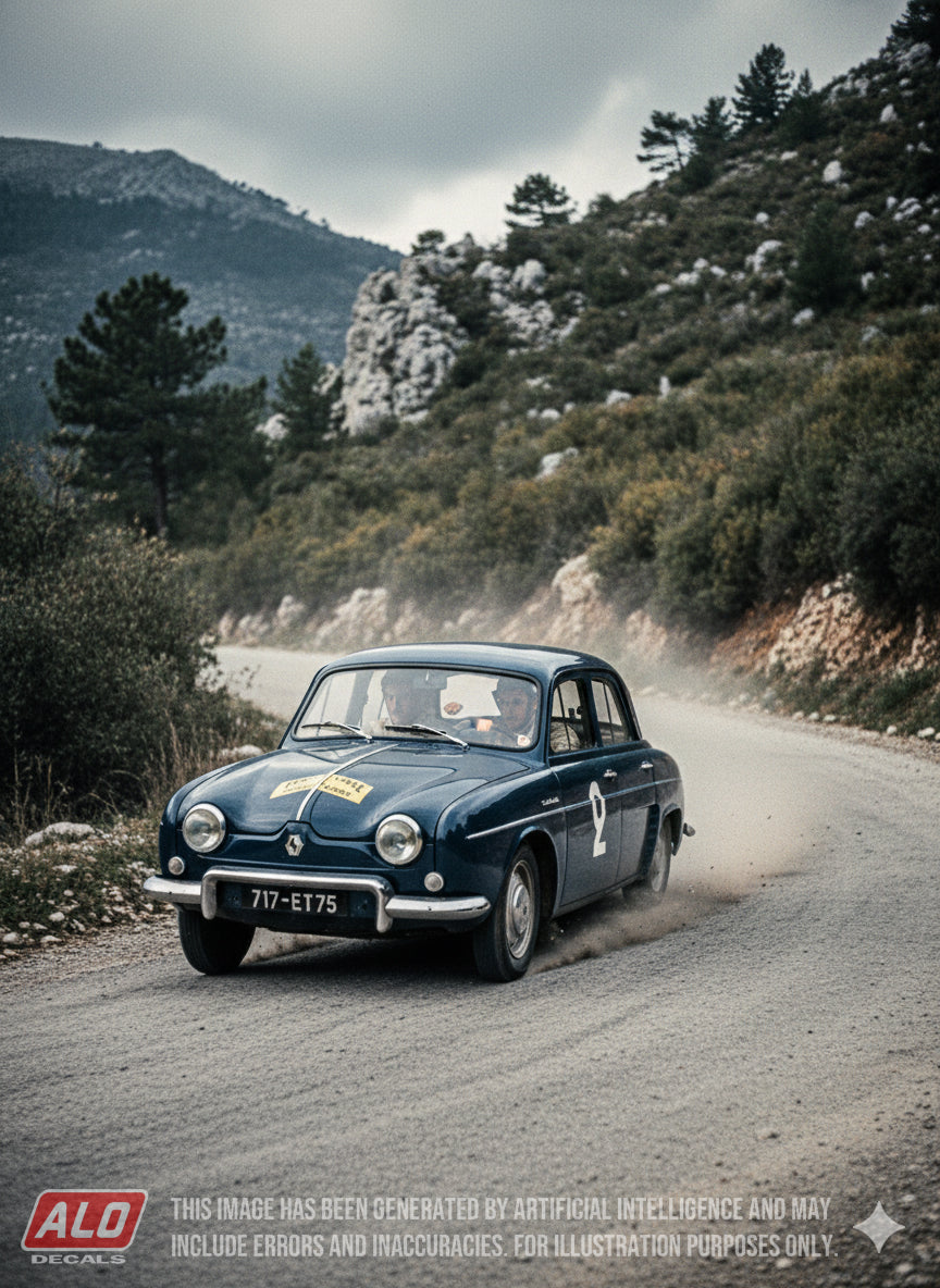 1956 TOUR DE CORSE #2 RENAULT DAUPHINE MAURICE MICHY/JACQUES RAMBAUD 1:43 DECALS