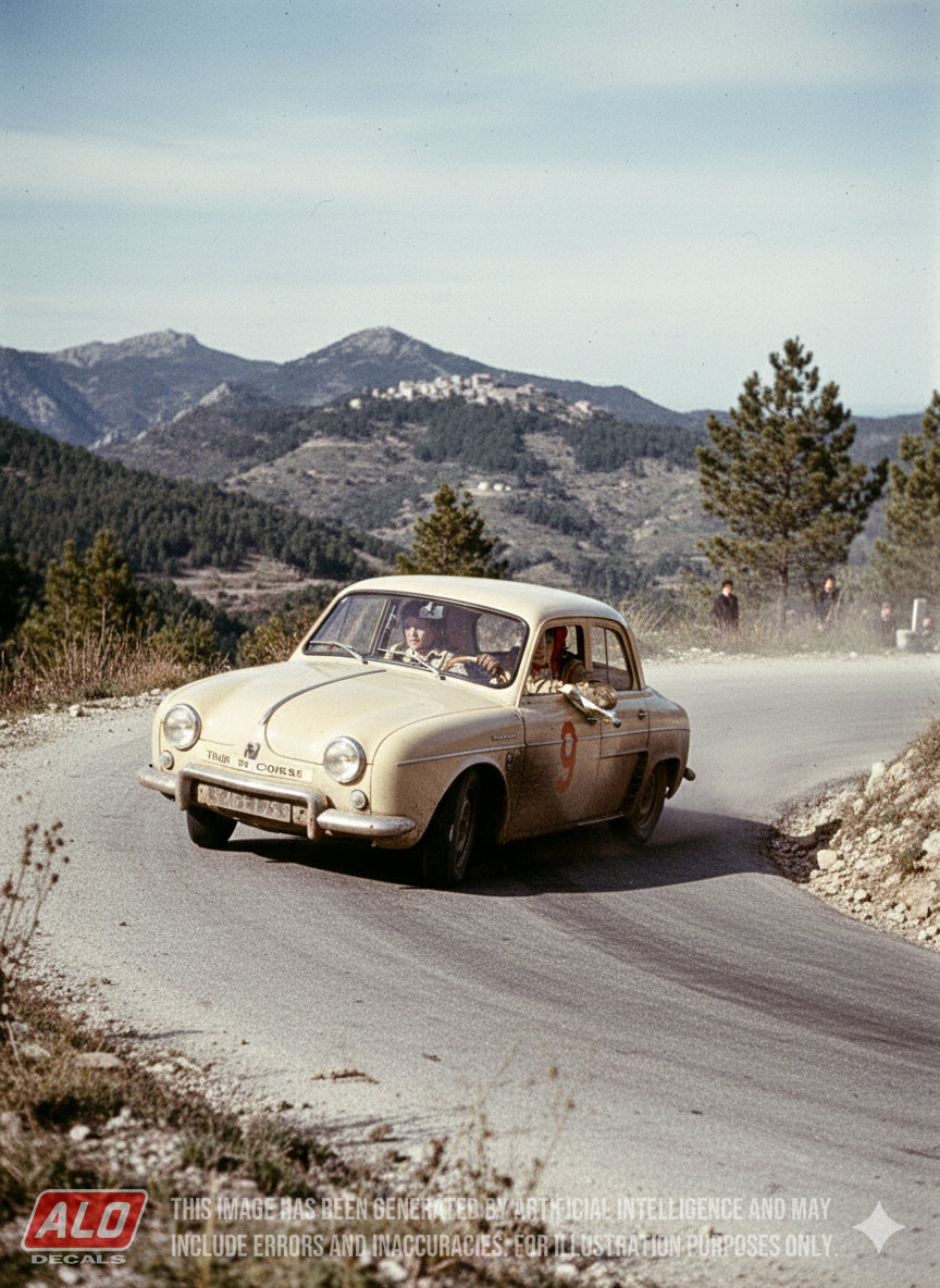1956 TOUR DE CORSE #9 RENAULT DAUPHINE GILBERTE THIRION/NADEGE FERRIER 1:43 DECALS