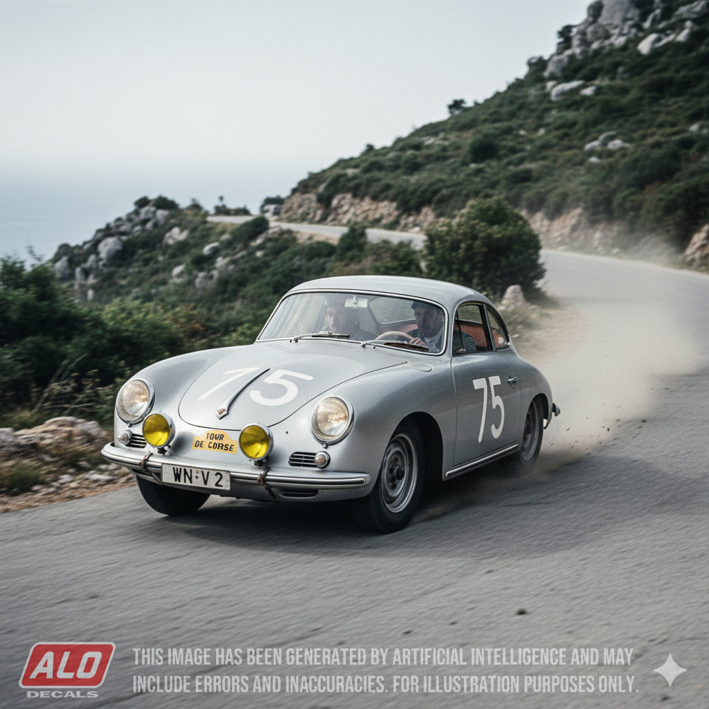 1958 TOUR DE CORSE #75 PORSCHE 356 PAUL ERNST STRÄHLE/ROBERT BUCHET 1:43 DECALS