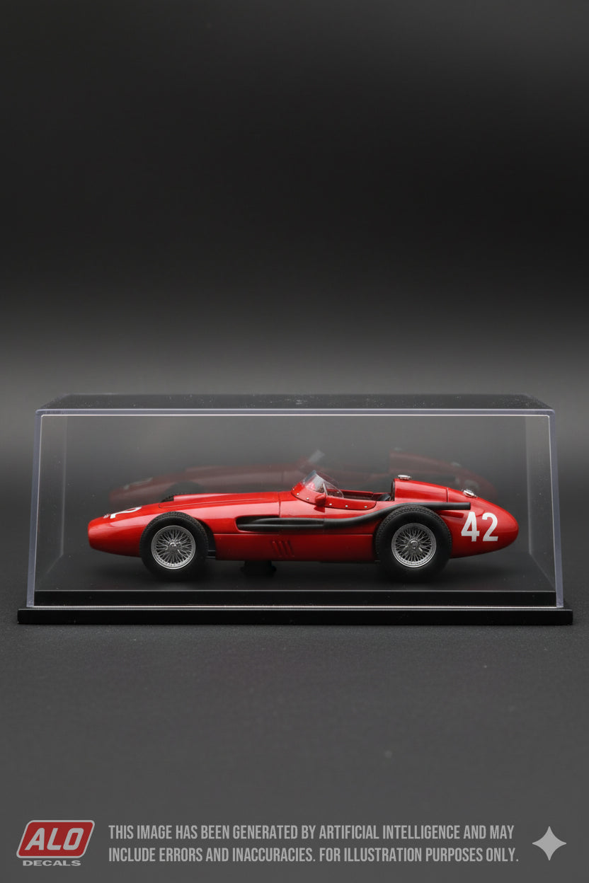1959 FRENCH GP #42 MASERATI 250F CAREL GODIN DE BEAUFORT 1:43 DECALS