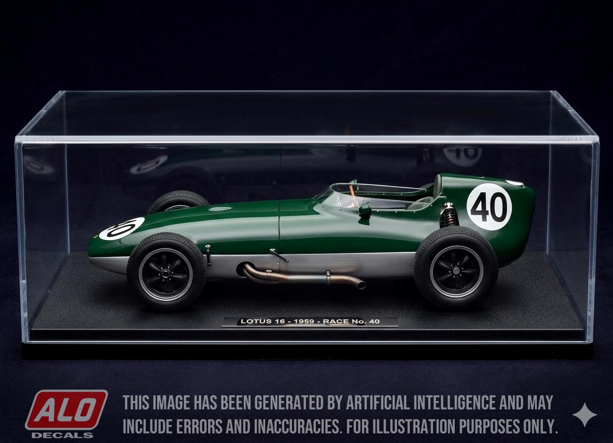 1959 MONACO GP #40 LOTUS 16 GRAHAM HILL 1:43 DECALS