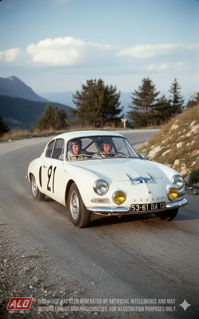 1960 COUPE DES ALPES #21 ALPINE A106 LUCIEN BLANC/MICHEL BILLARD 1:43, 1:32 DECALS