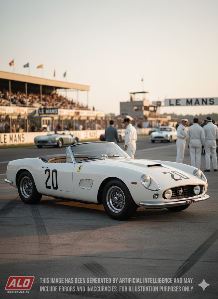1960 LE MANS 24 HOURS #20 FERRARI 250 CALIFORNIA LWB BILL STURGIS/JO SCHLESSER 1:43 DECALS
