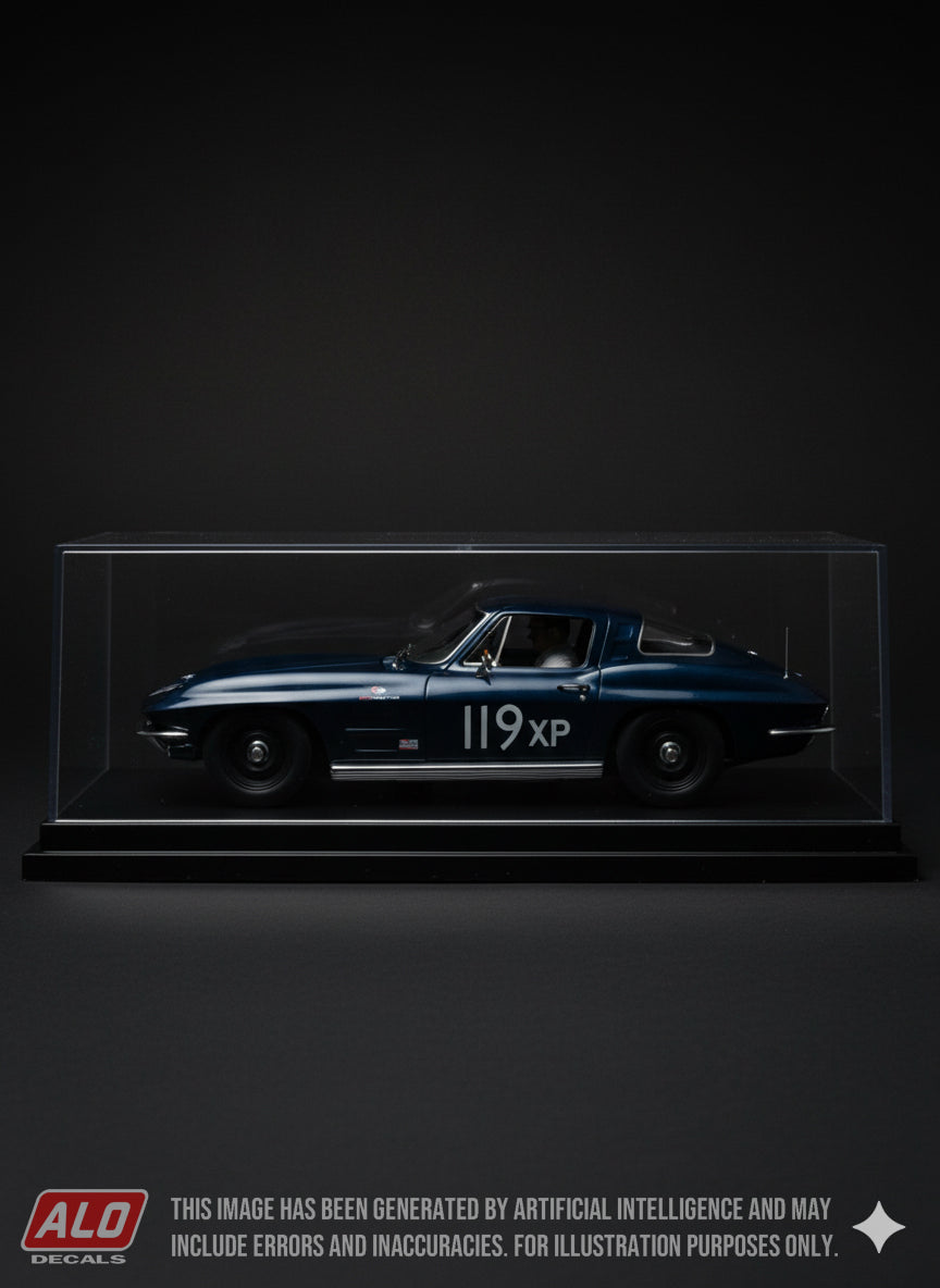 1962 RIVERSIDE 3 HOURS #119 CHEVROLET CORVETTE DOUG HOOPER 1:43, 1:24 DECALS