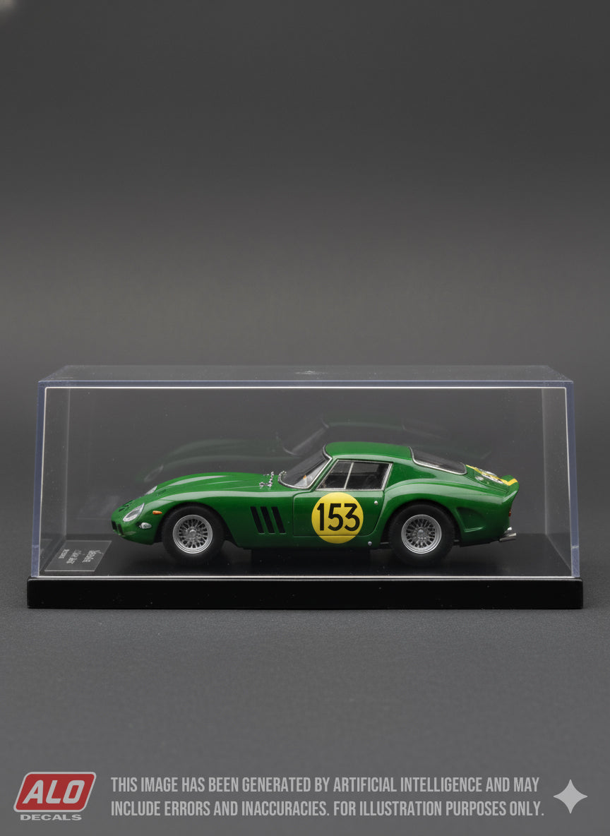 1962 TOUR DE FRANCE #153 FERRARI 250 GTO DAVID PIPER/DAN MARGULIES 1:43, 1:32, 1:24, 1:18 DECALS