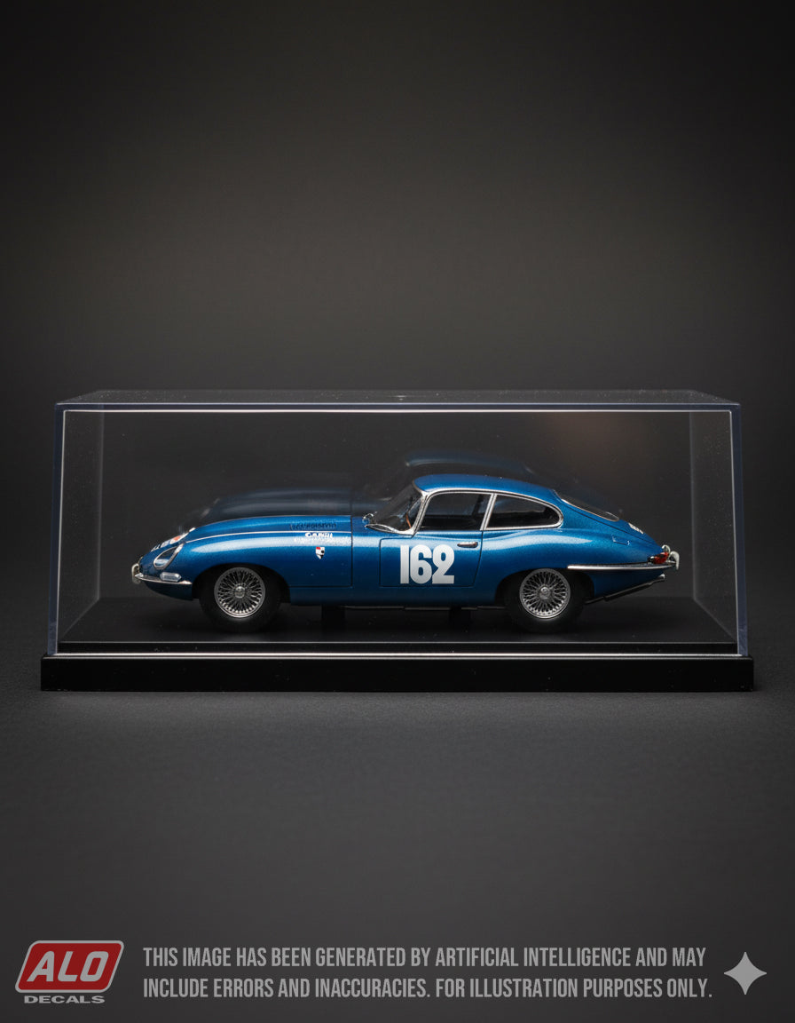 1962 TOUR DE FRANCE #162 JAGUAR E-TYPE "VICTOR"/GEORGES CARDI 1:43, 1:24 DECALS