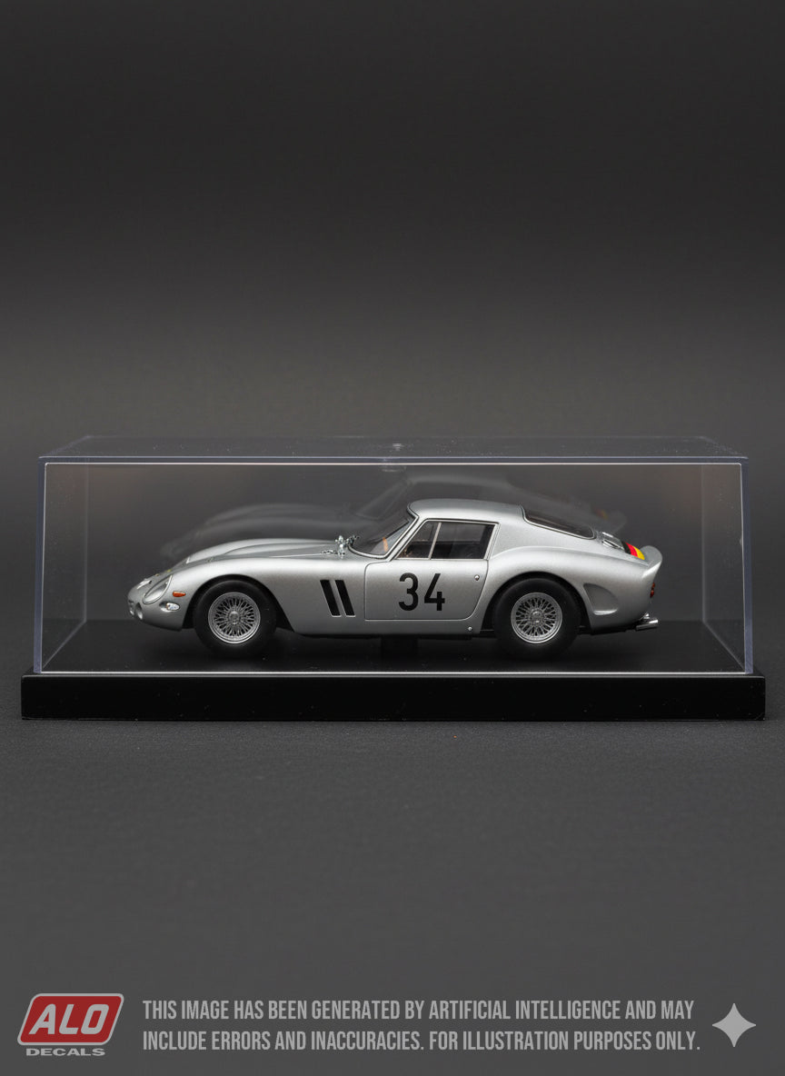 1963 AVUS-RENNEN #34 FERRARI 250 GTO HERMANN CORDES 1:43, 1:24, 1:18 DECALS