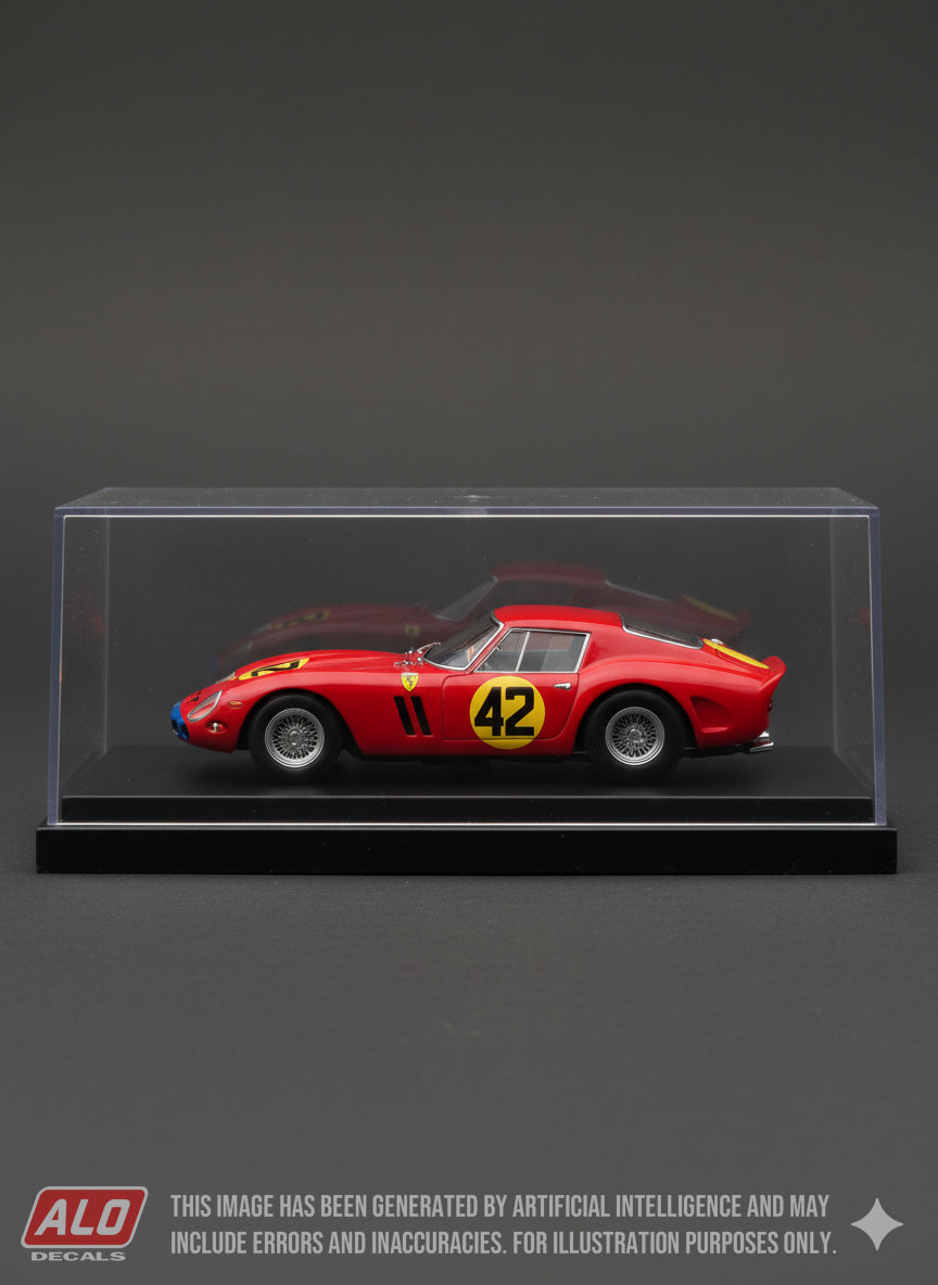 1963 COPPA INTER-EUROPA, MONZA #42 FERRARI 250 GTO MIKE PARKES 1:43, 1:24, 1:18 DECALS
