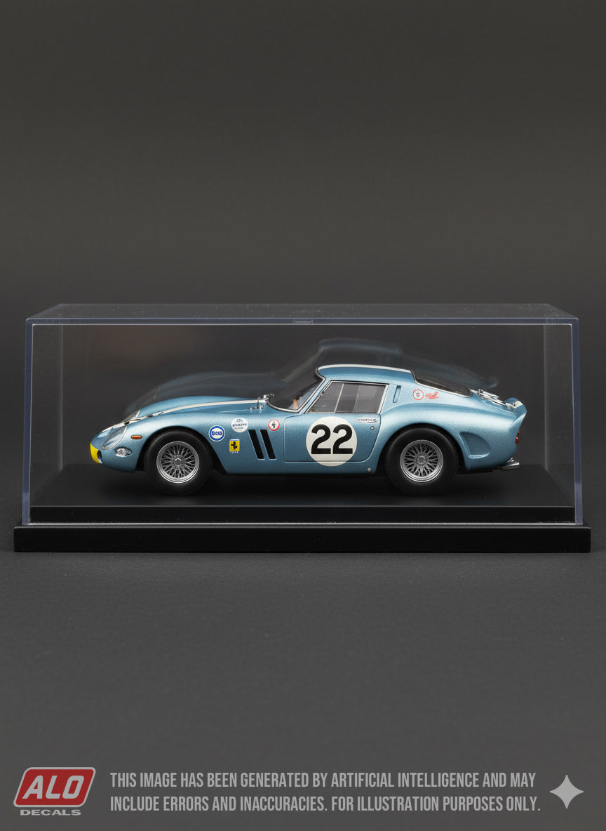 1963 DAYTONA CONTINENTAL #22 FERRARI 250 GTO FIREBALL ROBERTS 1:43, 1:18 DECALS