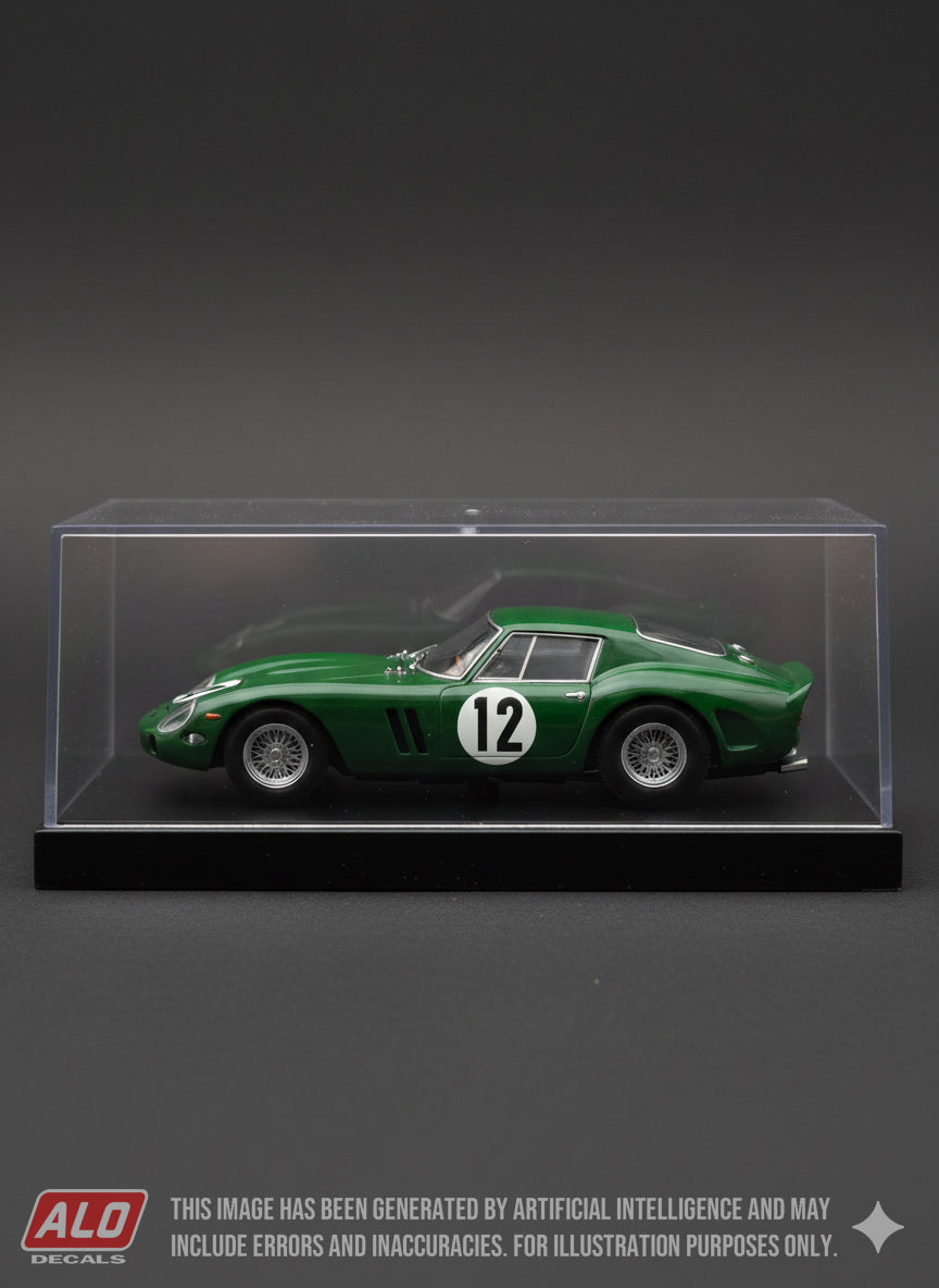 1963 GROVEWOOD TROPHY, MALLORY PARK #12 FERRARI 250 GTO DAVID PIPER 1:43, 1:18 DECALS