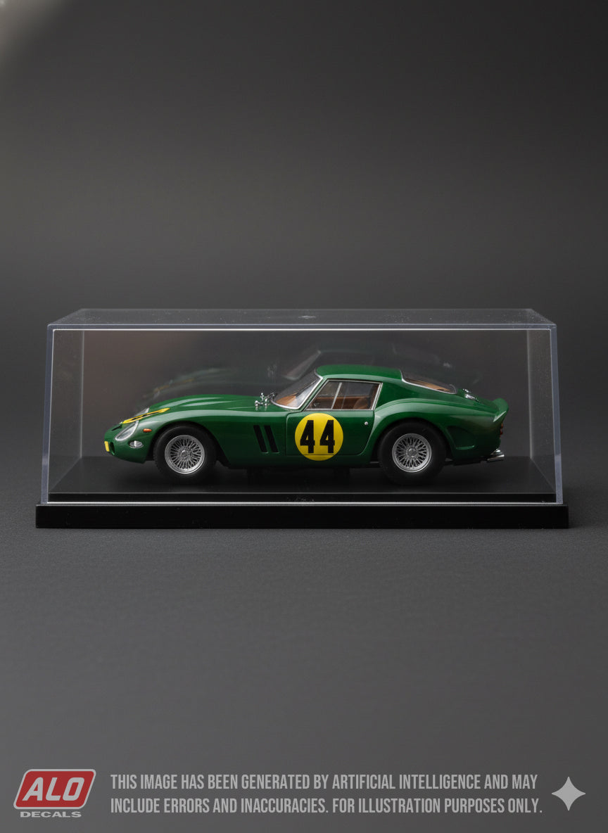 1963 COPPA INTER-EUROPA, MONZA #44 FERRARI 250 GTO DAVID PIPER 1:43, 1:24, 1:18 DECALS