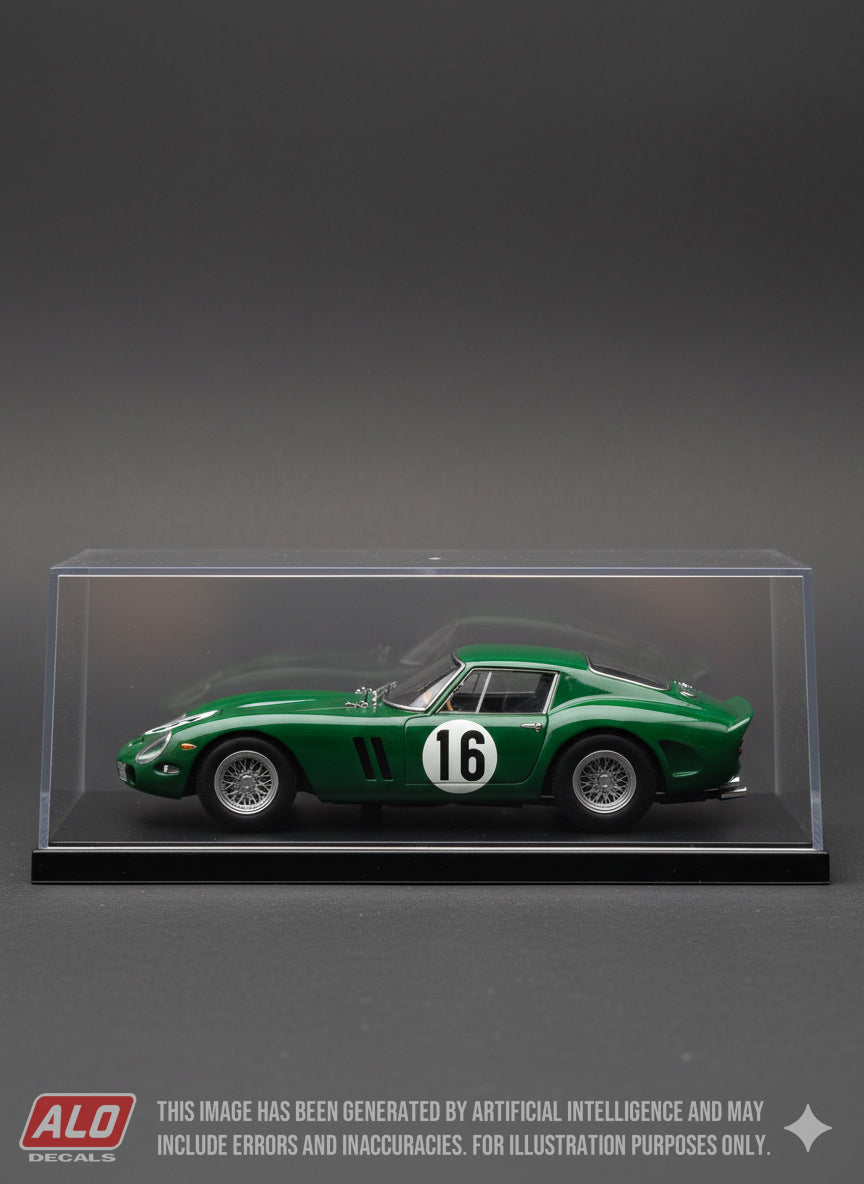 1963 TROPHEE INTERNATIONAL, REIMS #16 FERRARI 250 GTO DAVID PIPER 1:43, 1:32, 1:24, 1:18 DECALS