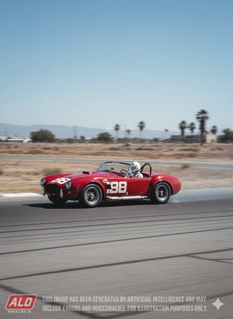 1963 RIVERSIDE #198 AC SHELBY COBRA DAVE MACDONALD 1:43, 1:24 DECALS