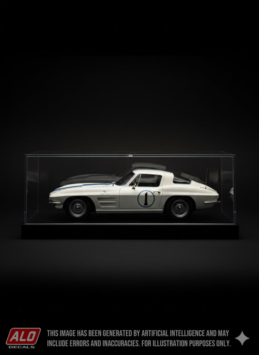 1963 SEBRING 12 HOURS #1 CHEVROLET CORVETTE DICK THOMPSON/DON YENKO 1:43, 1:24 DECALS