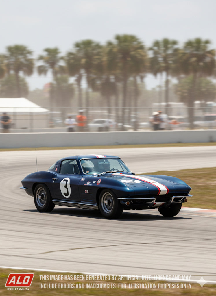 1963 SEBRING 12 HOURS #3 CHEVROLET CORVETTE DELMO JOHNSON/DAVE MORGAN 1:43, 1:24 DECALS