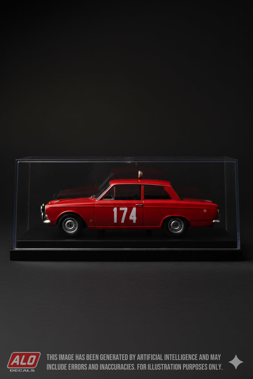 1964 MONTE CARLO RALLY #174 FORD CORTINA GEOFFREY MABBS/RODNEY CRABTREE 1:43 DECALS