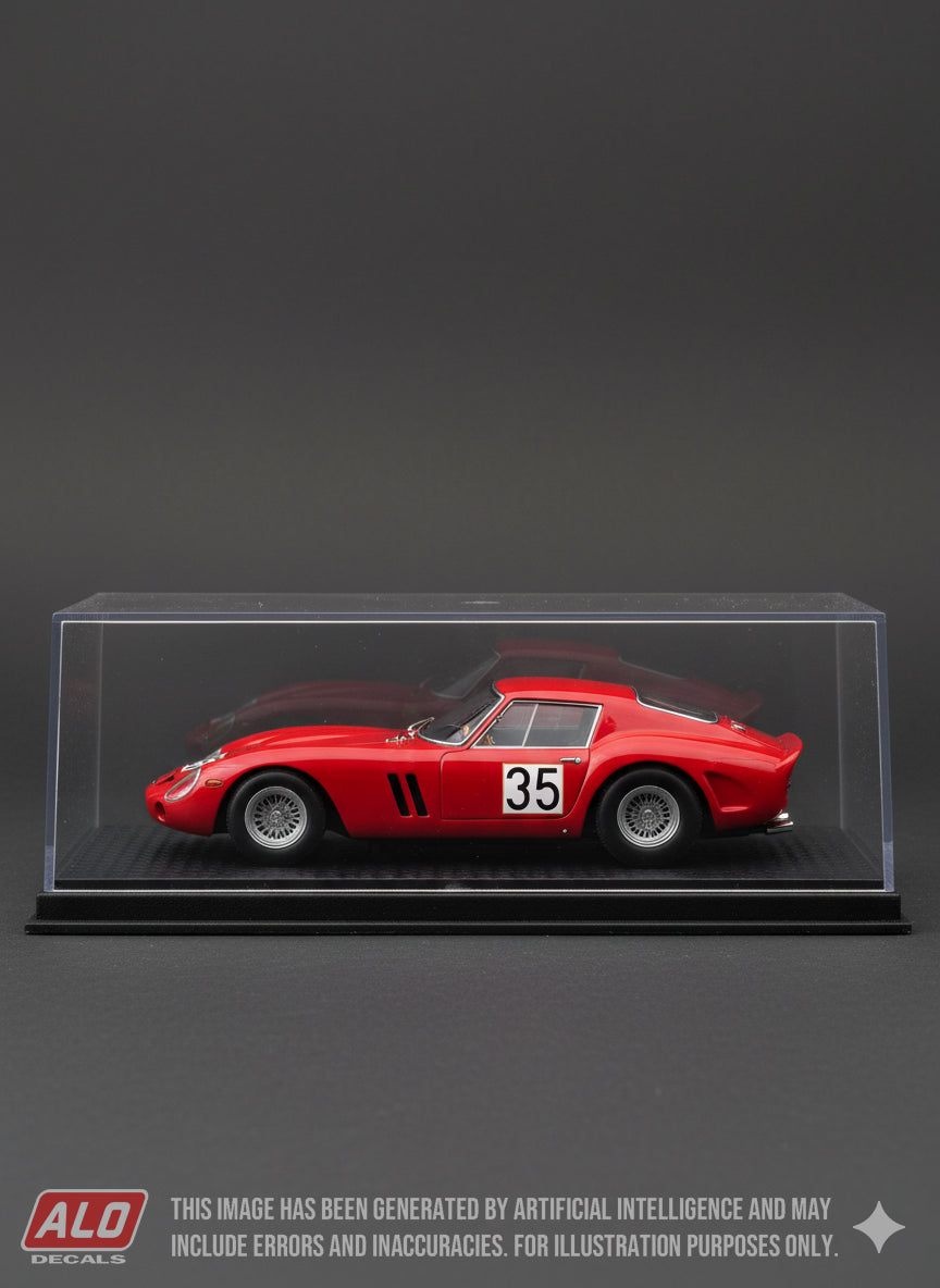 1964 OLYMPIA HILLCLIMB #35 FERRARI 250 GTO ERNESTO PRINOTH 1:43, 1:18 DECALS