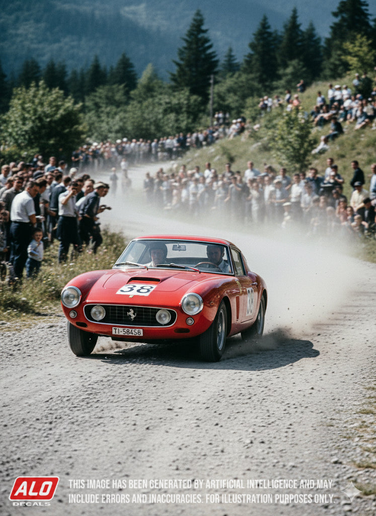 1964 OLYMPIA HILLCLIMB #38 FERRARI 250 GT SWB GÜNTHER PLACHETA 1:43, 1:24, 1:18 DECALS