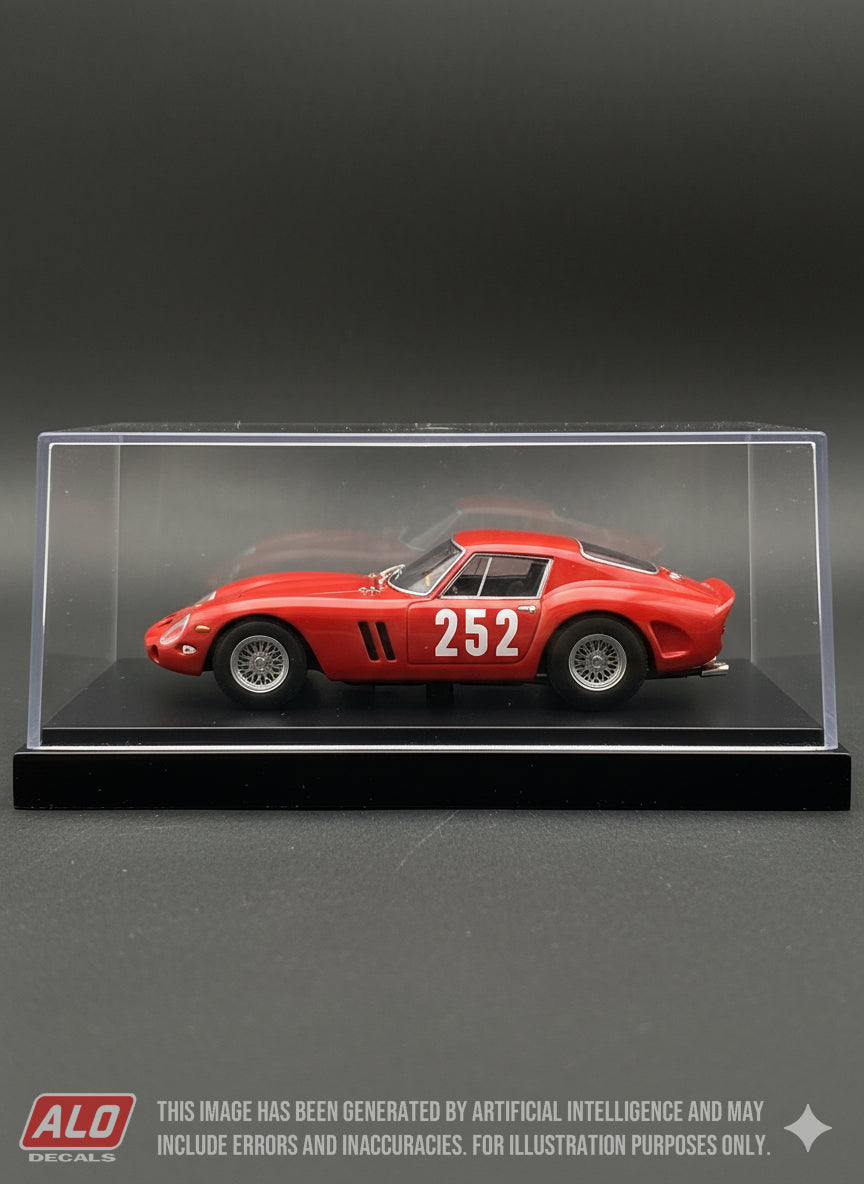 1964 SAINT URSANNE-LES RANGIERS HILLCLIMB #252 FERRARI 250 GTO ARMAND BOLLER 1:43, 1:18 DECALS