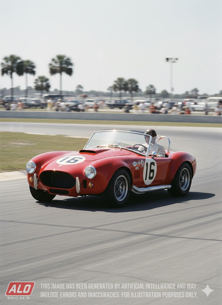 1964 SEBRING 12 HOURS #16 AC SHELBY COBRA RALPH NOSEDA/JEF STEVENS 1:43, 1:24 DECALS