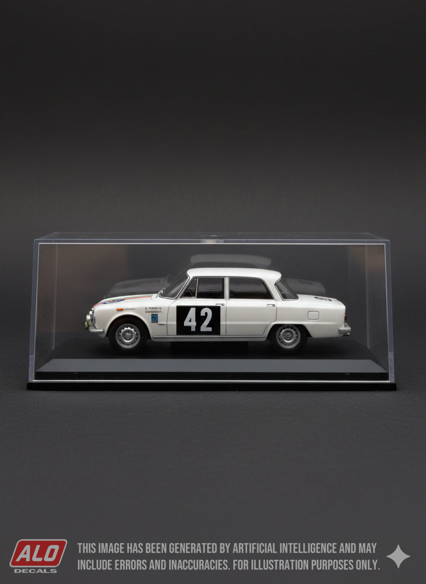 1964 TOUR DE FRANCE #42 ALFA ROMEO GIULIA ANDREA DE ADAMICH/CARLO SCARAMBONE 1:43, 1:24 DECALS