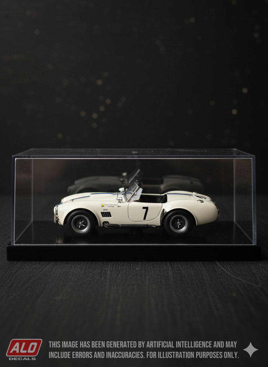 1965 LORRAINE RALLY #7 AC SHELBY COBRA JO SCHLESSER/JACQUES GREDER 1:43, 1:24 DECALS