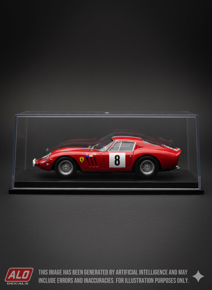1965 LORRAINE RALLY #8 FERRARI 250 GTO SYLVAIN GARANT/JACQUES FERRAND 1:43, 1:18 DECALS