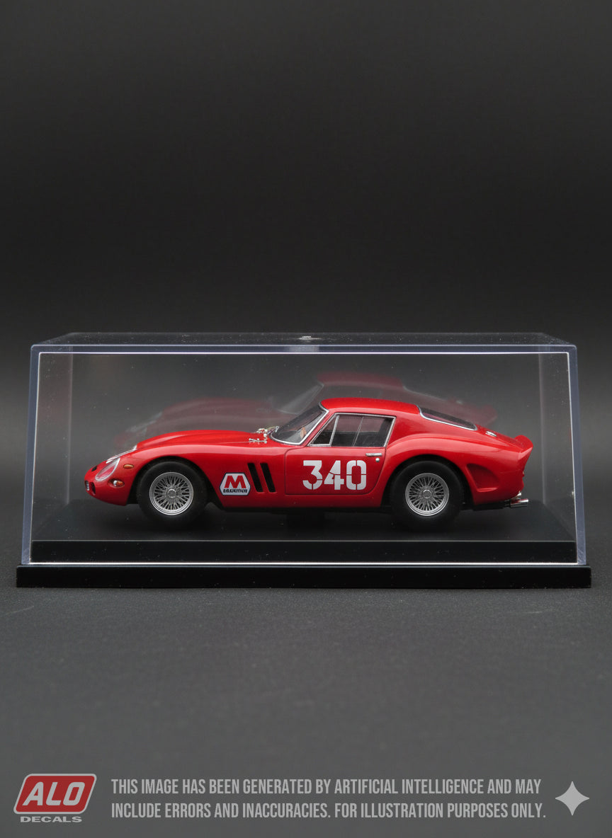 1965 TRAPANI-MONTE ERICE HILLCLIMB #340 FERRARI 330 GTO/LM FERDINANDO LATTERI 1:43, 1:18 DECALS