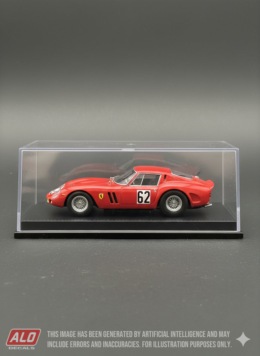 1965 NÜRBURGRING 1000 KMS #62 FERRARI 250 GTO PETER CLARKE/ROLLO FEILDING 1:43, 1:18 DECALS