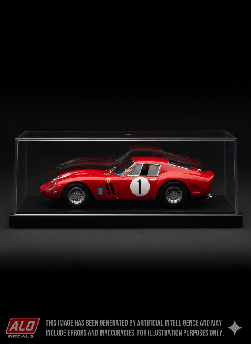 1965 BOURGOGNE RALLY #1 FERRARI 250 GTO CLAUDE BOURILLOT/ANDRE BOULY 1:43, 1:24, 1:18 DECALS