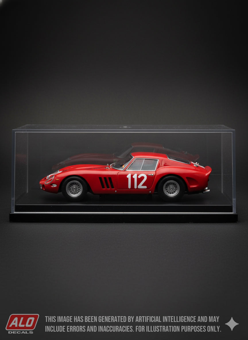 1965 TARGA FLORIO #112 FERRARI 250 GTO ENRICO MOSCA/TULLIO SERGIO MARCHESI 1:43, 1:18 DECALS