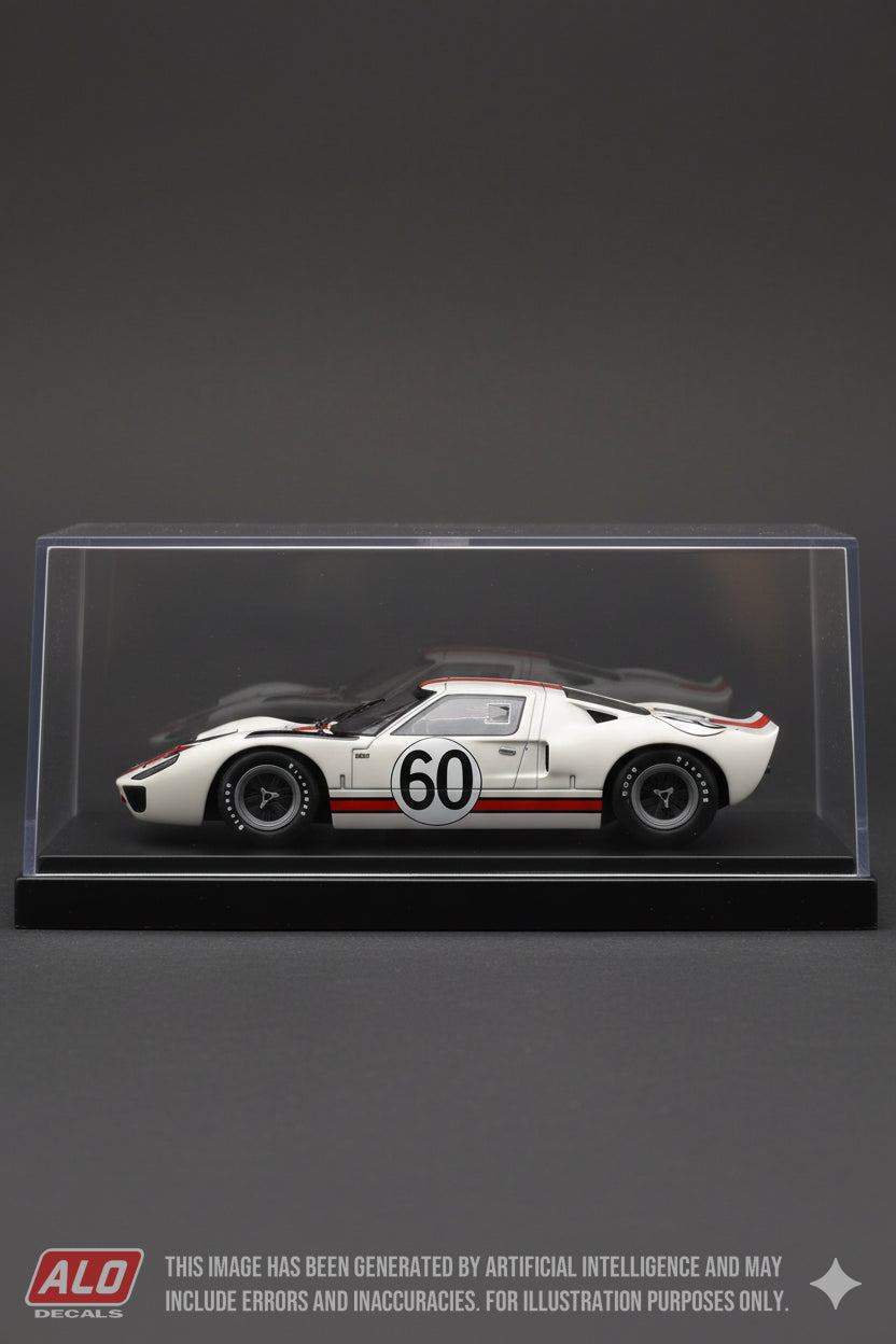 1966 LE MANS 24 HOURS #60 FORD GT40 JOCHEN NEERPASCH / JACKY ICKX 1:43, 1:24 DECALS