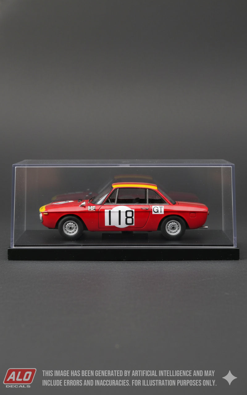 1966 NÜRBURGRING 1000 KMS #118 LANCIA FULVIA HF ACHILLE MARZI/CARLO FACETTI 1:43, 1:24 DECALS