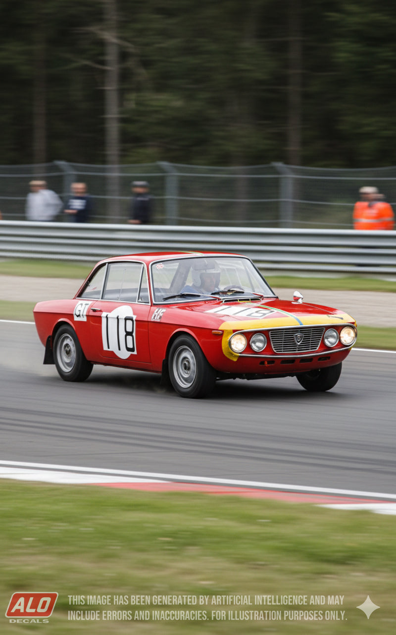 1966 NÜRBURGRING 1000 KMS #118 LANCIA FULVIA HF ACHILLE MARZI/CARLO FACETTI 1:43, 1:24 DECALS