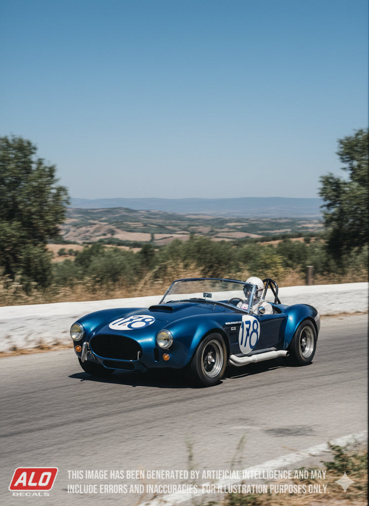 1966 TARGA FLORIO #178 AC SHELBY COBRA ED FREUTEL/TONY SETTEMBER 1:43, 1:24, 1:18 DECALS