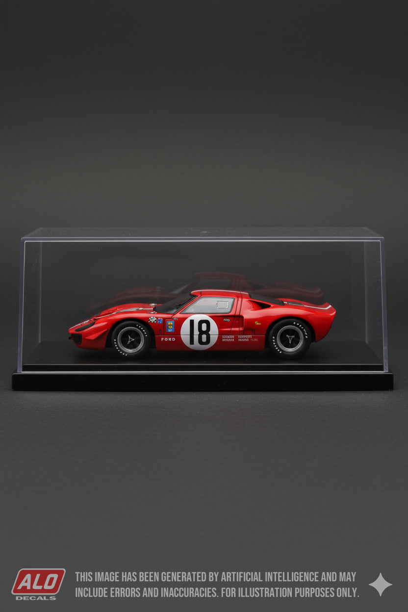 1967 LE MANS 24 HOURS #18 FORD GT40 UMBERTO MAGLIOLI/MARIO CASONI 1:43 DECALS