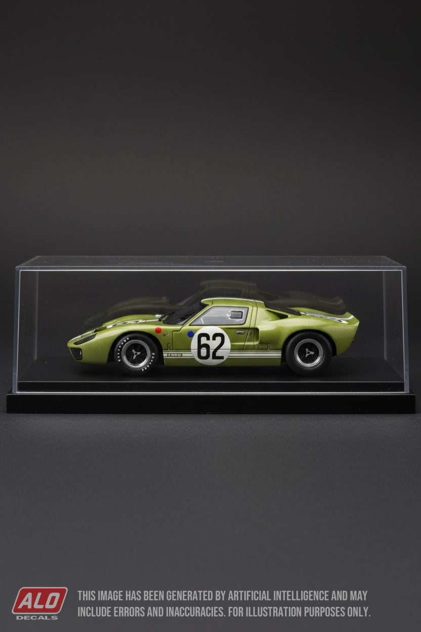 1967 LE MANS 24 HOURS #62 FORD GT40 MIKE SALMON/BRIAN REDMAN 1:43, 1:32 DECALS