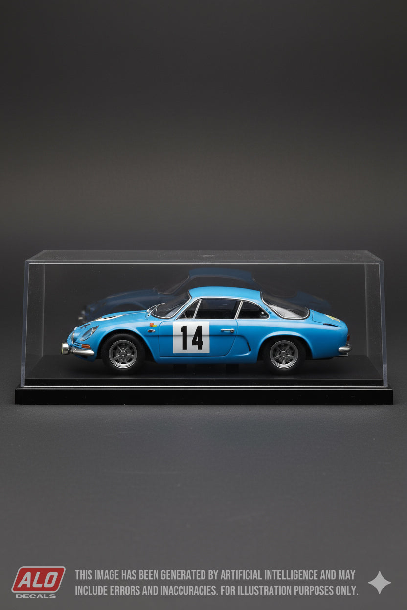 1967 ROUTES DU NORD RALLY #14 ALPINE A110 BERNARD FIORENTINO/JEAN-PIERRE KERN 1:43, 1:32 DECALS
