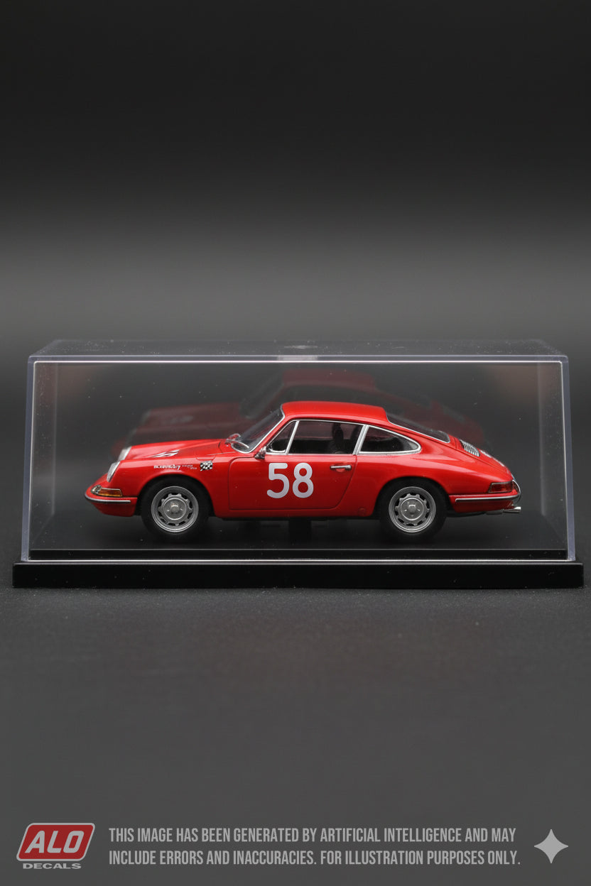 1967 TARGA FLORIO PRACTICE # 58 PORSCHE 911 EDGAR BERNEY/JEAN-PIERRE HANRIOUD 1:43 DECALS