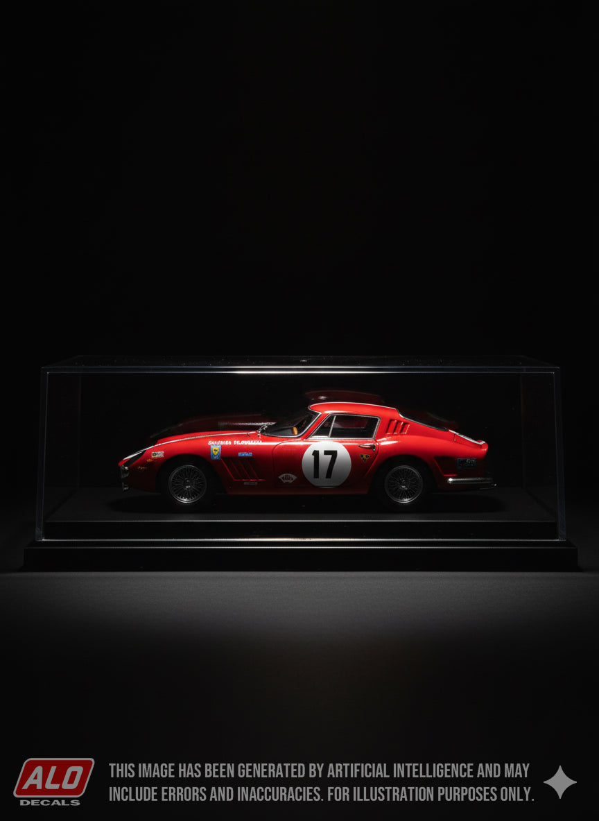 1968 LE MANS 24 HOURS #17 FERRARI 275 GTB JACQUES REY/CLAUDE HALDI 1:43, 1:18 DECALS