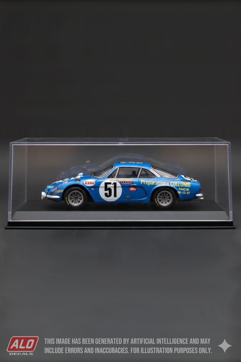 1968 LE MANS 24 HOURS #51 ALPINE A110 BERNARD COLLOMB/FRANCOIS LACARRAU 1:43 DECALS