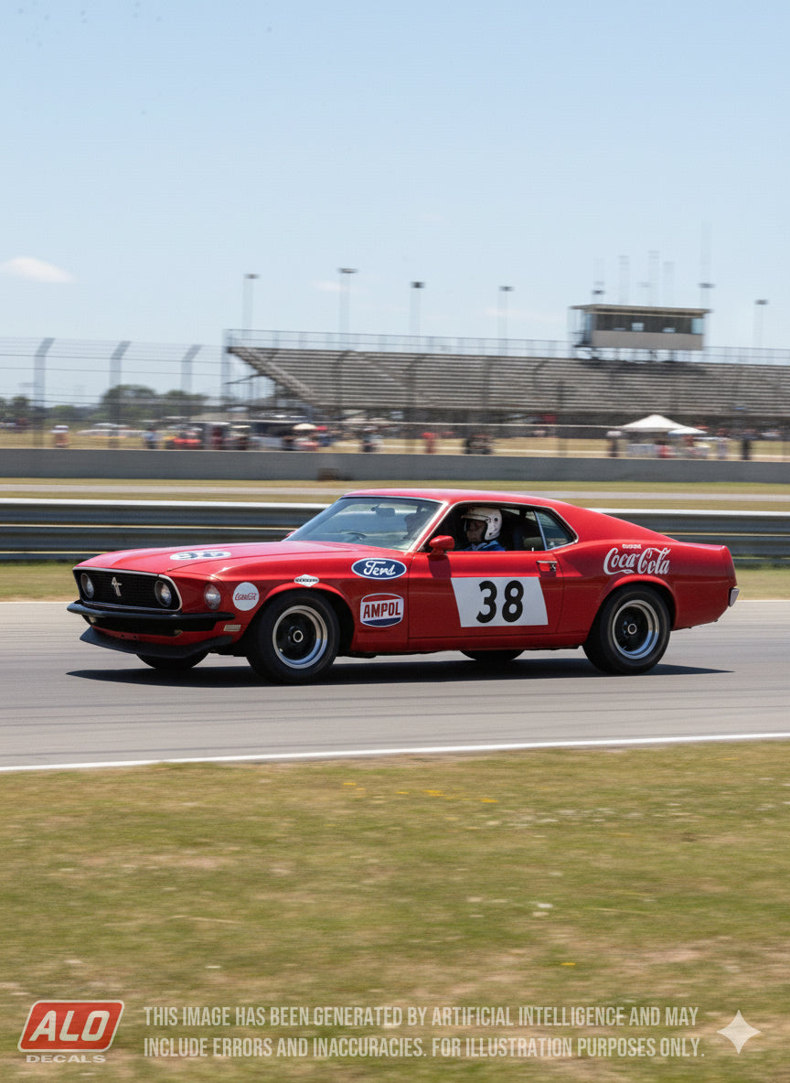 1969 SOUTHERN 60, SANDOWN #37 FORD MUSTANG BOSS ALLAN MOFFAT 1:43, 1:24 DECALS