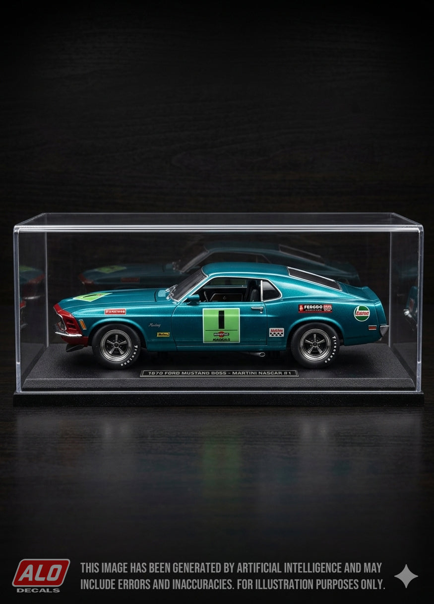 1970 PREIS DER BADEN, HOCKENHEIM #1 FORD MUSTANG BOSS DENNIS LEECH 1:43, 1:24 DECALS